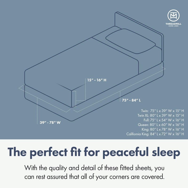 Threadmill 3-Piece Bed Linen Set, Twin XL, 600 Thread Count, 100% Cotton, Light Grey Damask Stripe, Sateen Weave, Deep Pocket, Cooling Effect - Image 4